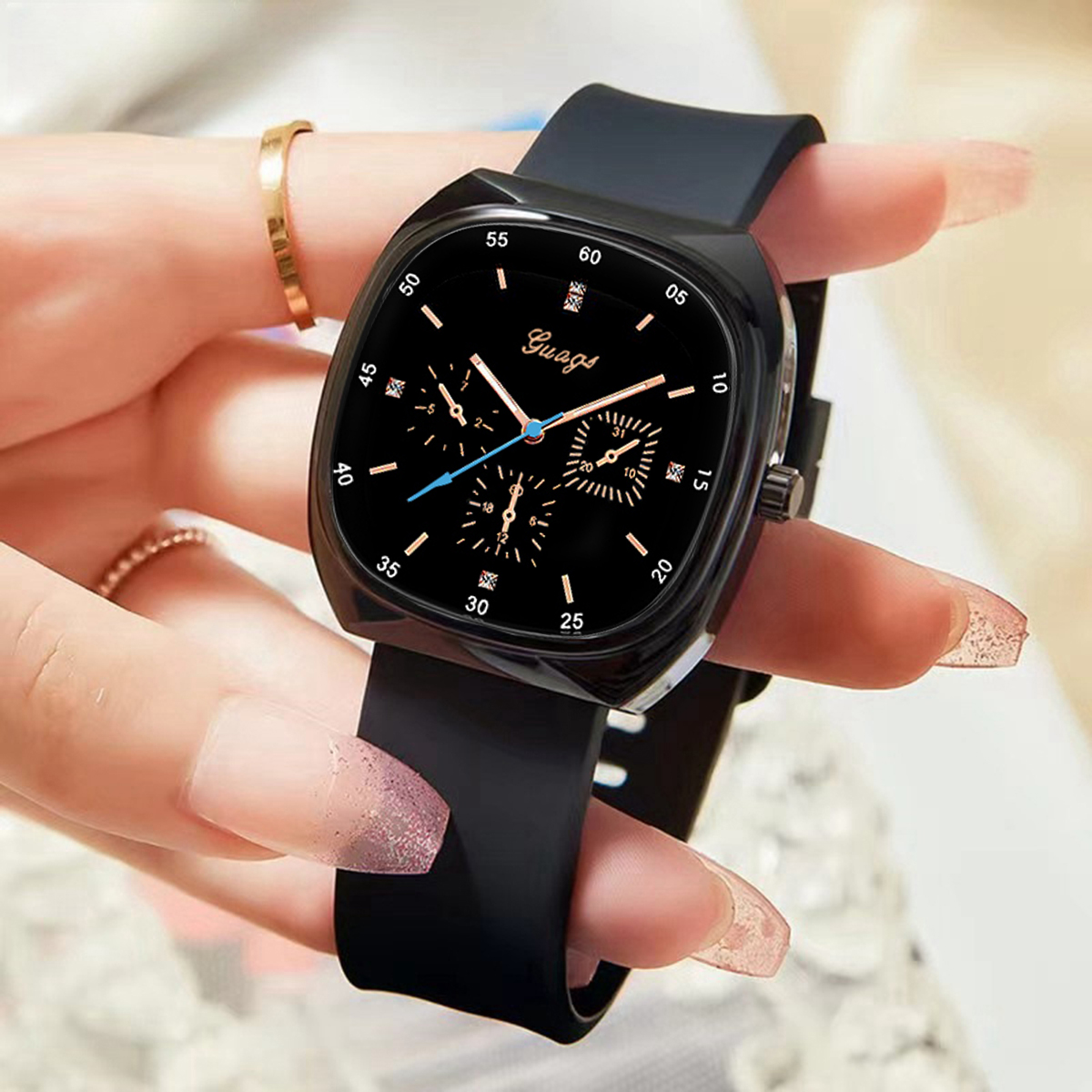 Chic Unisex Waterproof Quartz Watch: Square Face, Plastic Strap & Alloy ...
