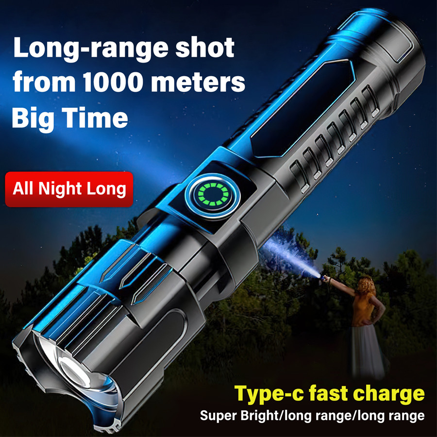 Long-Range Rechargeable Flashlight - Waterproof Multi-Function ...