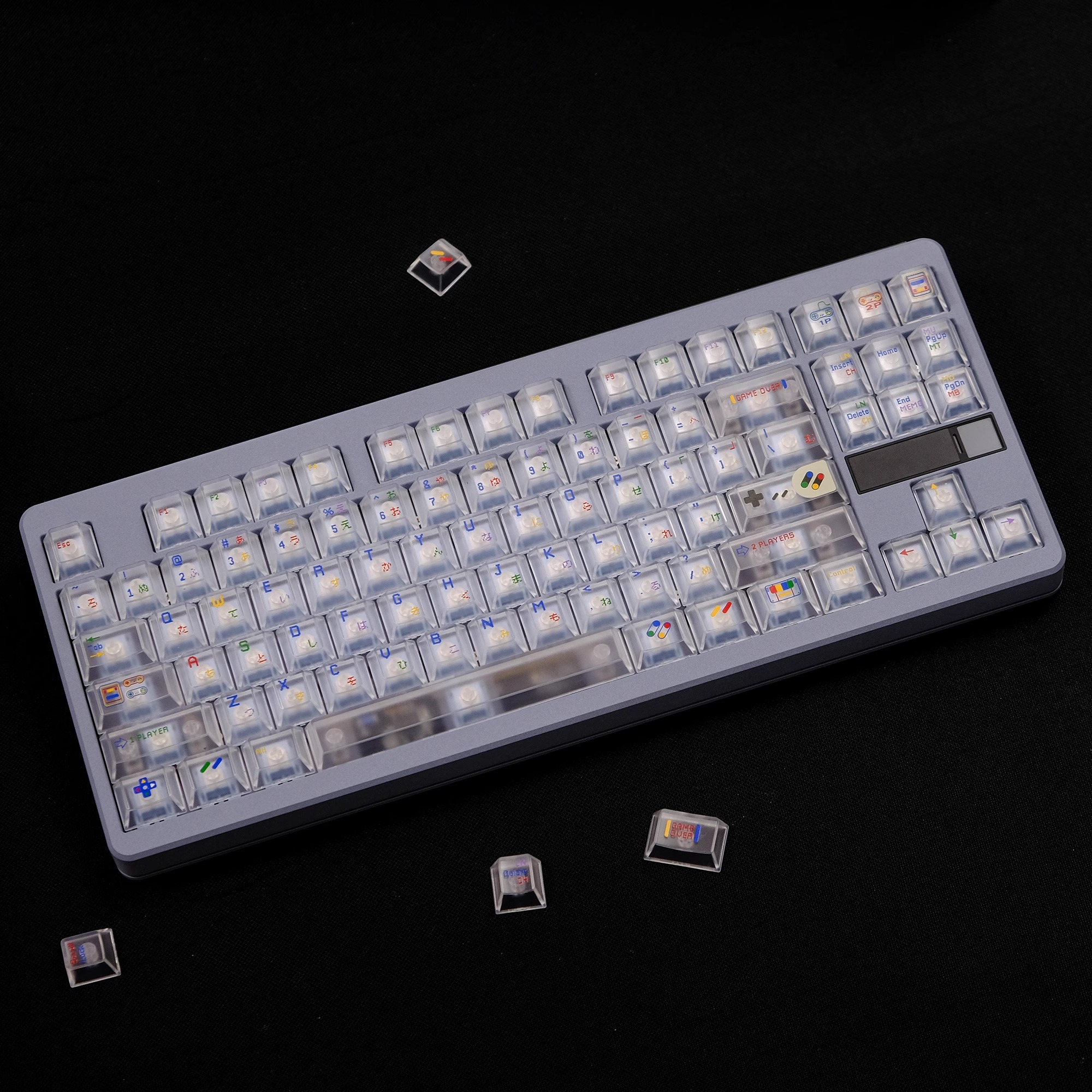 SFC 1990 Childish Keycaps 142 Keys Pixel Japanese Black White PBT ...