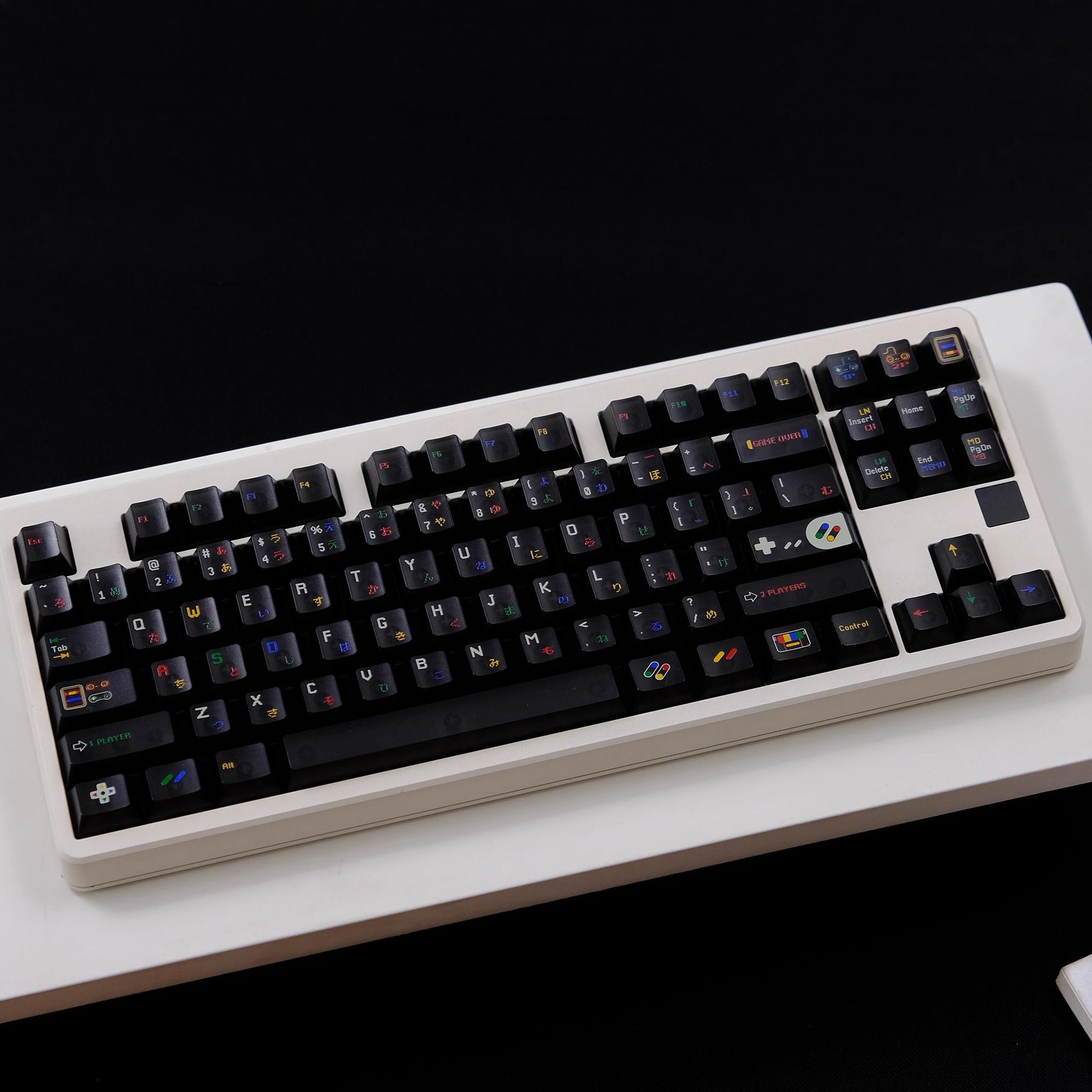 SFC 1990 Childish Keycaps 142 Keys Pixel Japanese Black White PBT ...