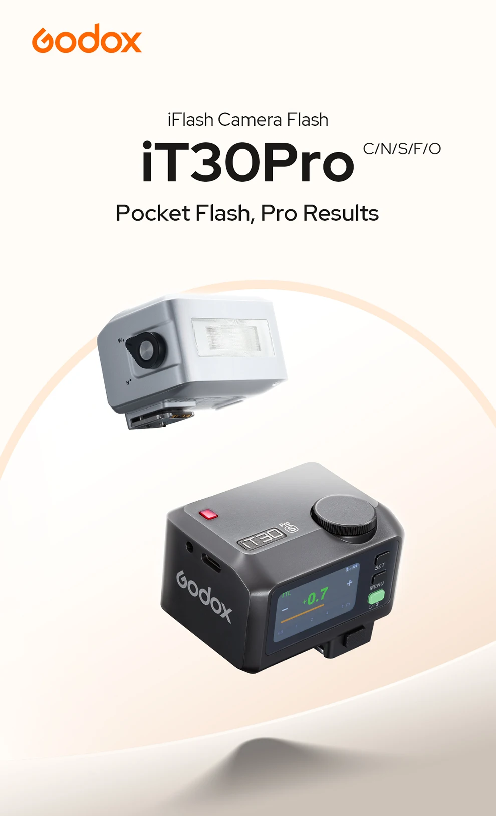 Flash Godox IT30Pro TTL Per Fuji | 2.4GHz Integrato, Touch 2.8", Ricarica USB-C, HSS 1/8000s, 560 Flash