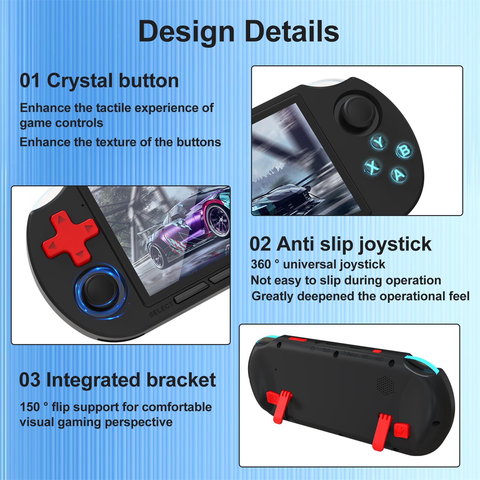 SF3000/SF3000 Pro Portable Handheld Game Console 4.5 Inch IPS Screen ...