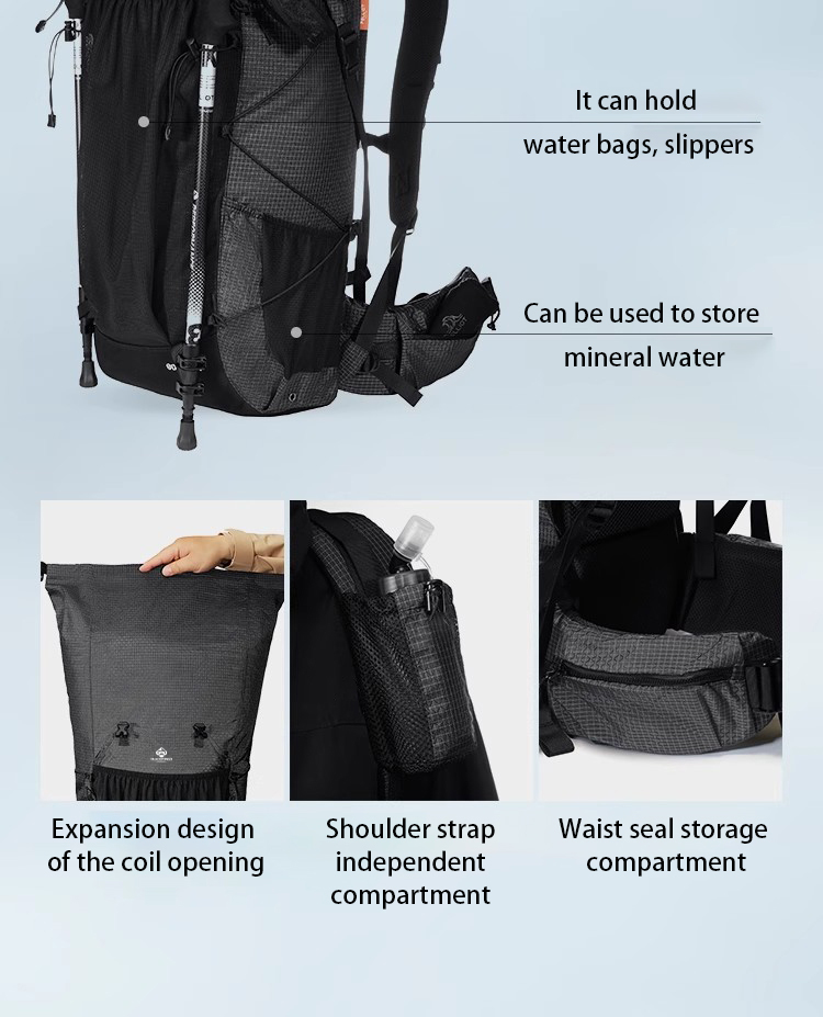 Blackpongo 40+5L/60+5L Large Capacity Backpack Camping Hiking Climbing ...