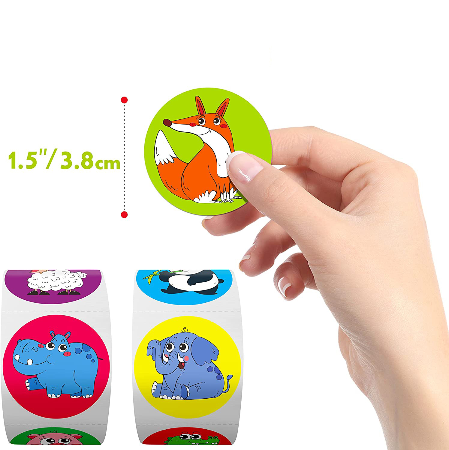500 PCS Round Animal Stickers 8 Designs Cute Land Animals Teacher ...