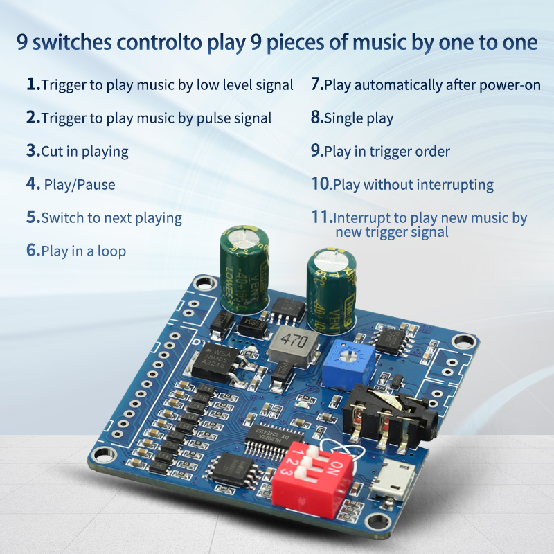 DY-F20L 12V 24V 10W 20W Voice MP3 Player Module One-to-One Trigger ...