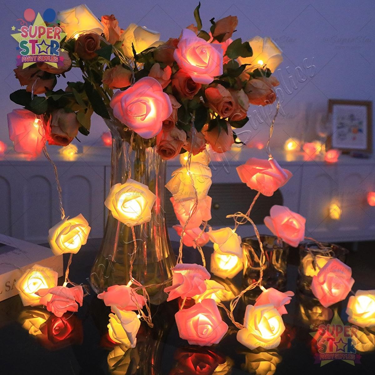 3M/6M Romantic Rose Flower String Lights with Battery Operated for ...