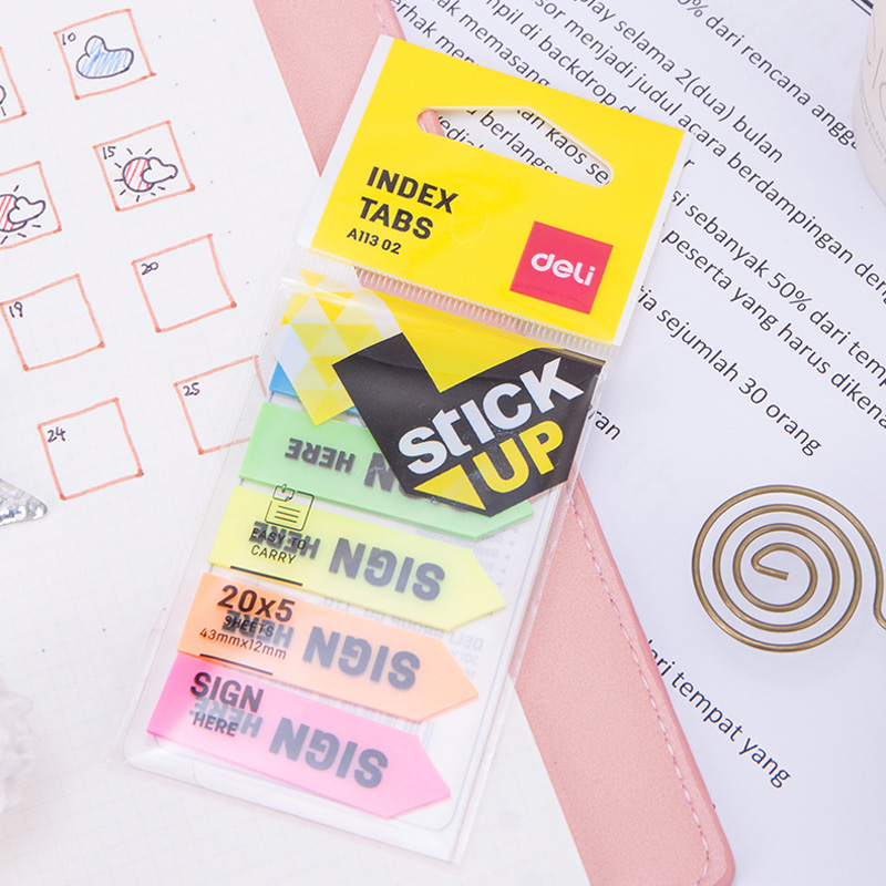 Deli Index Tabs 5Colors Indicator Label Mixed Conspicuous ...