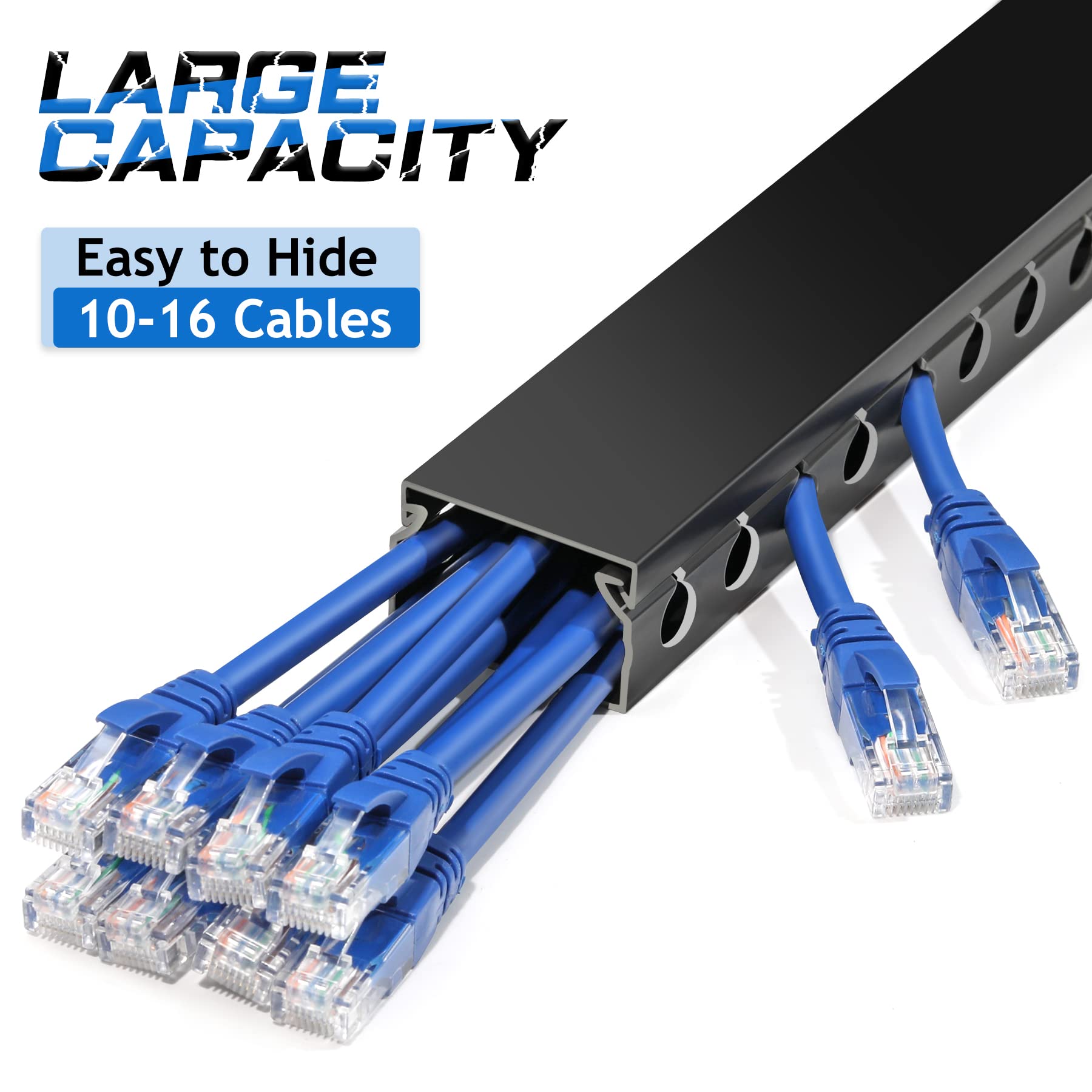 【New Upgrade】Office Cable Management Raceway for Hide, Under Desk Cord ...