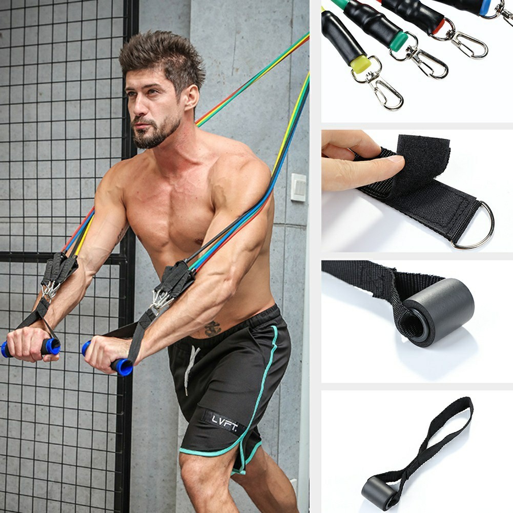 Fitness Resistance Band 11-piece Set Exercise Workouts Stretch Strap ...