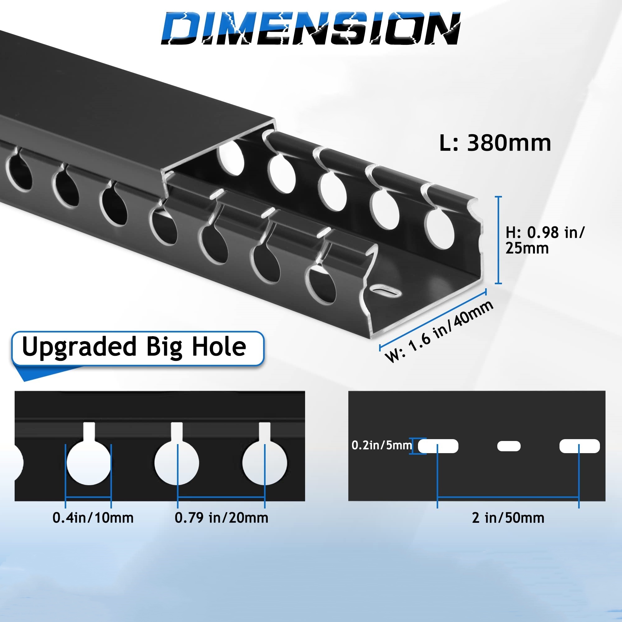 【Ready Stock】Upgrade Black Under Desk Cord Organizer, Wiring Raceway ...