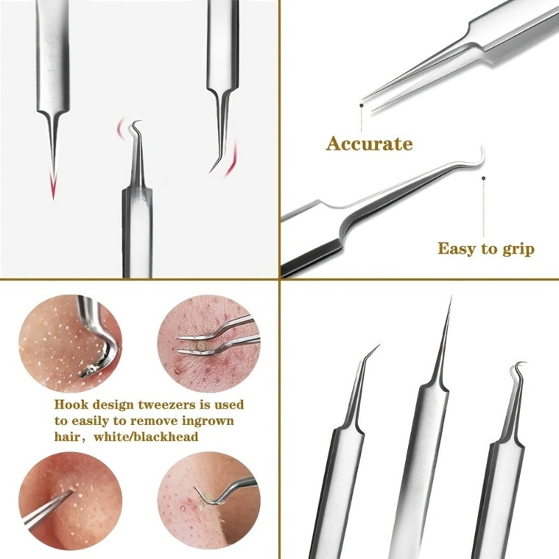 7-Piece Acne Tweezers Set Acne Needle Deep Cleansing Skin Remove ...