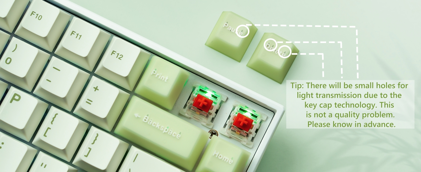 129 Keys Matcha Green PBT Translucent Jade Keycaps Cherry Profile for ...