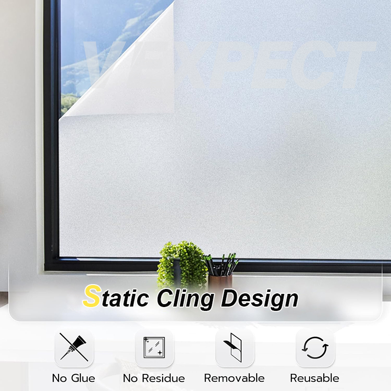 Window Sticker Film Privacy, Frosted Glass Sticker for Window Door, Non ...