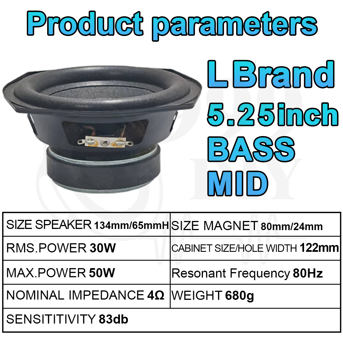 999DIY Subwoofer 5.25 inch 4Ω 30W L Brand 5.25 inch speaker 5 inch bass ...