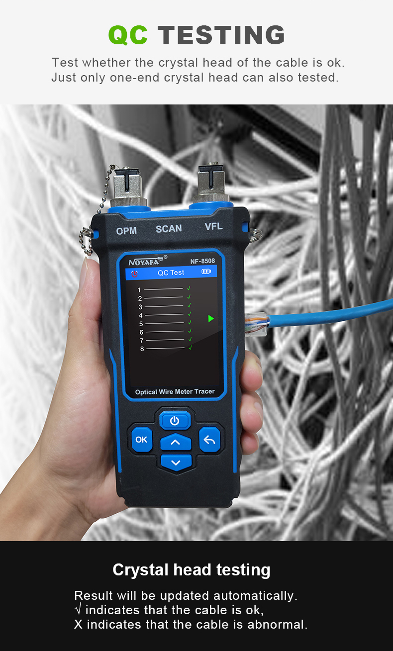 Produktbild von NOYAFA NF-8508 Netzwerkkabeltester – LCD, Wiederaufladbar, PoE-Checker, Audio-Tracer & Durchgangsprüfer Für CAT5/CAT6 – Inkl. Zubehör