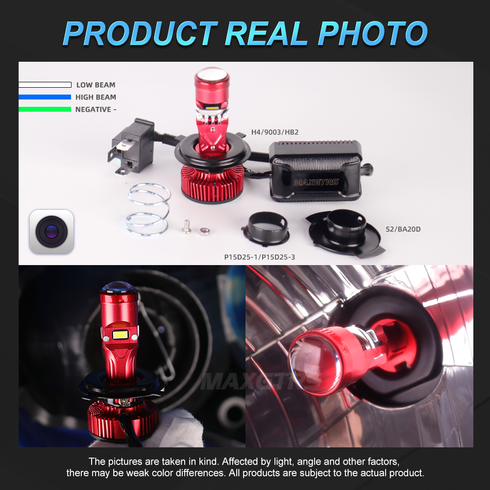 MAXGTRS 1X H4 BA20D S2 P15D LED Motorcycle Headlight AC/DC 11V-60V ...