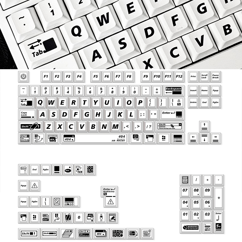 WARNING-404 Theme Keycaps 136/139key PBT Set Cherry Profile Custom ...