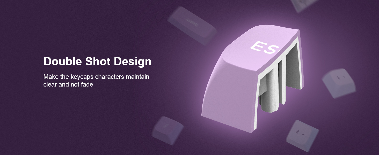 169 Keys Minimalist White Purple PBT Double Shot Keycaps ISA Profile ...