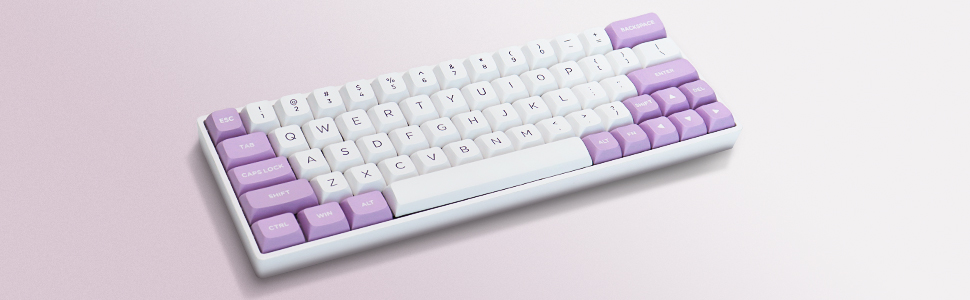 169 Keys Minimalist White Purple PBT Double Shot Keycaps ISA Profile ...