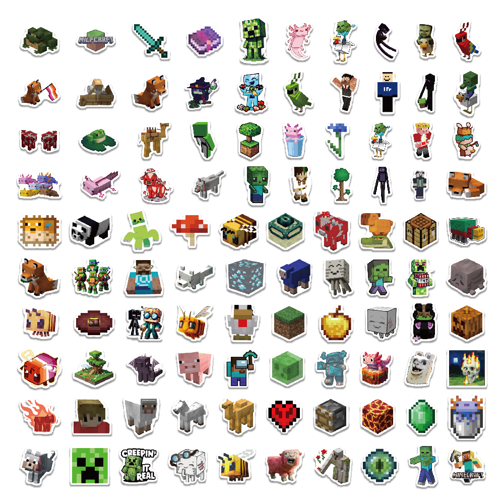 100PCS Minecraft Stickers For Kids Waterproof Hot Game Sticker For ...