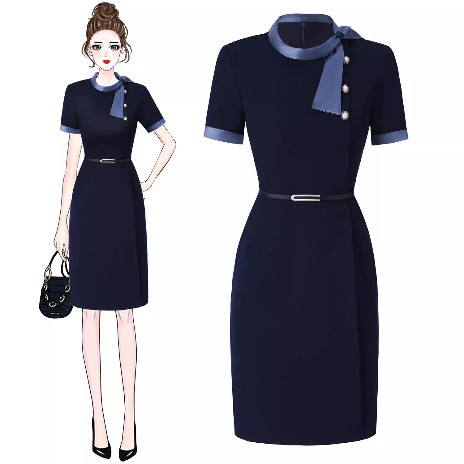 2025 New Style Front Desk Reception Staff Workwear Stewardess Uniform ...