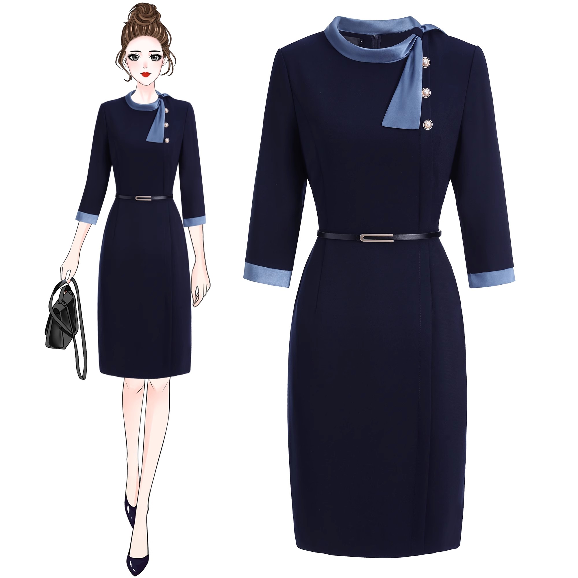 2025 New Style Front Desk Reception Staff Workwear Stewardess Uniform ...