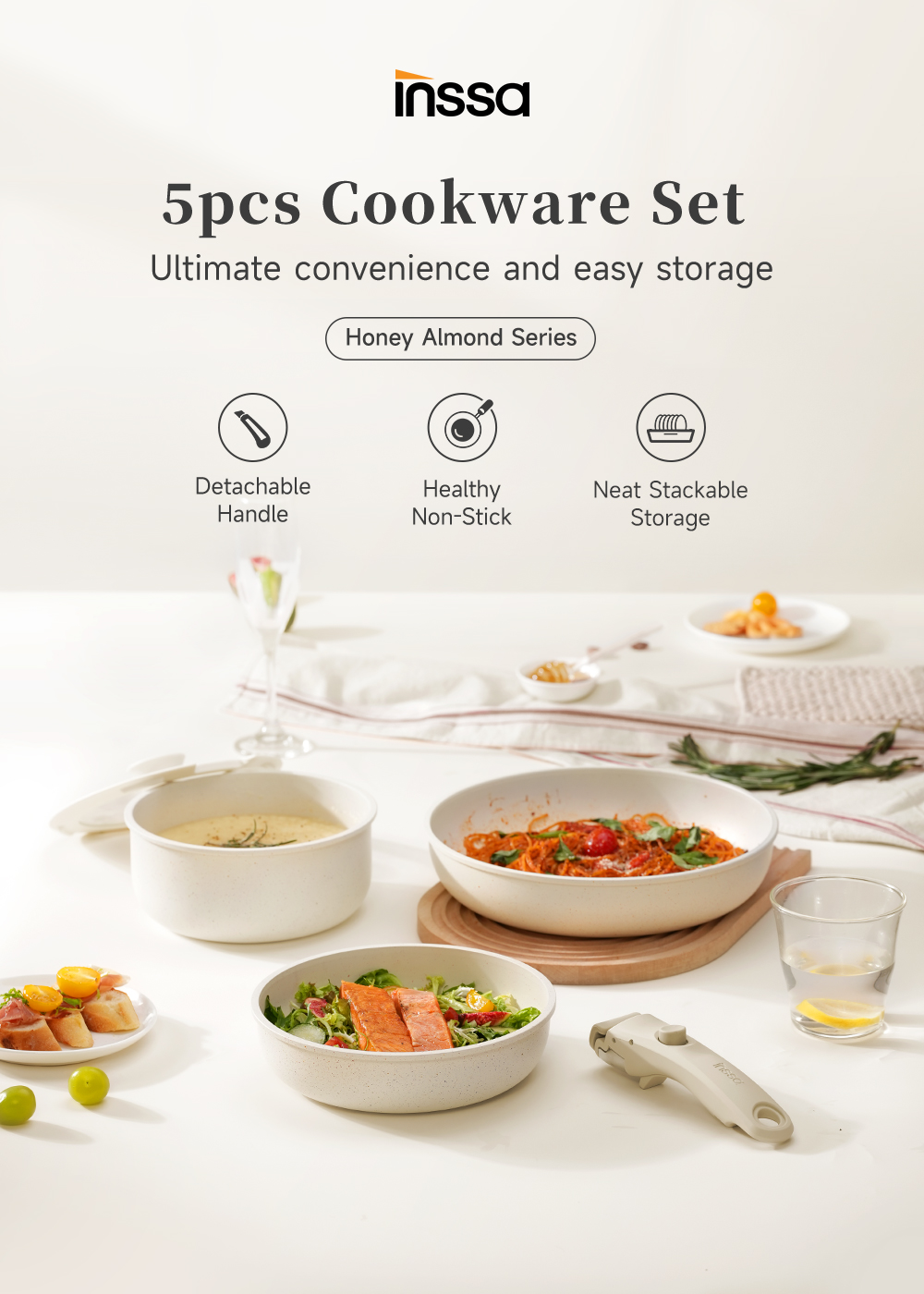 Simplus Detachable-Handle Cookware Set Pans and Pot Non Sticking ...
