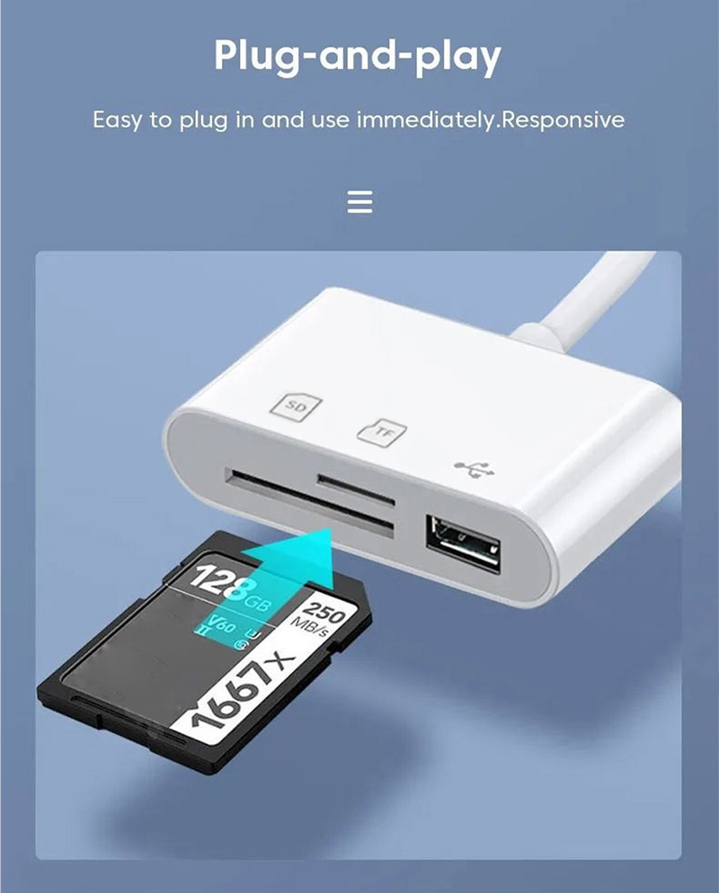Type C Adapter to USB TF SD Card Reader 3 in 1 OTG High Speed ...