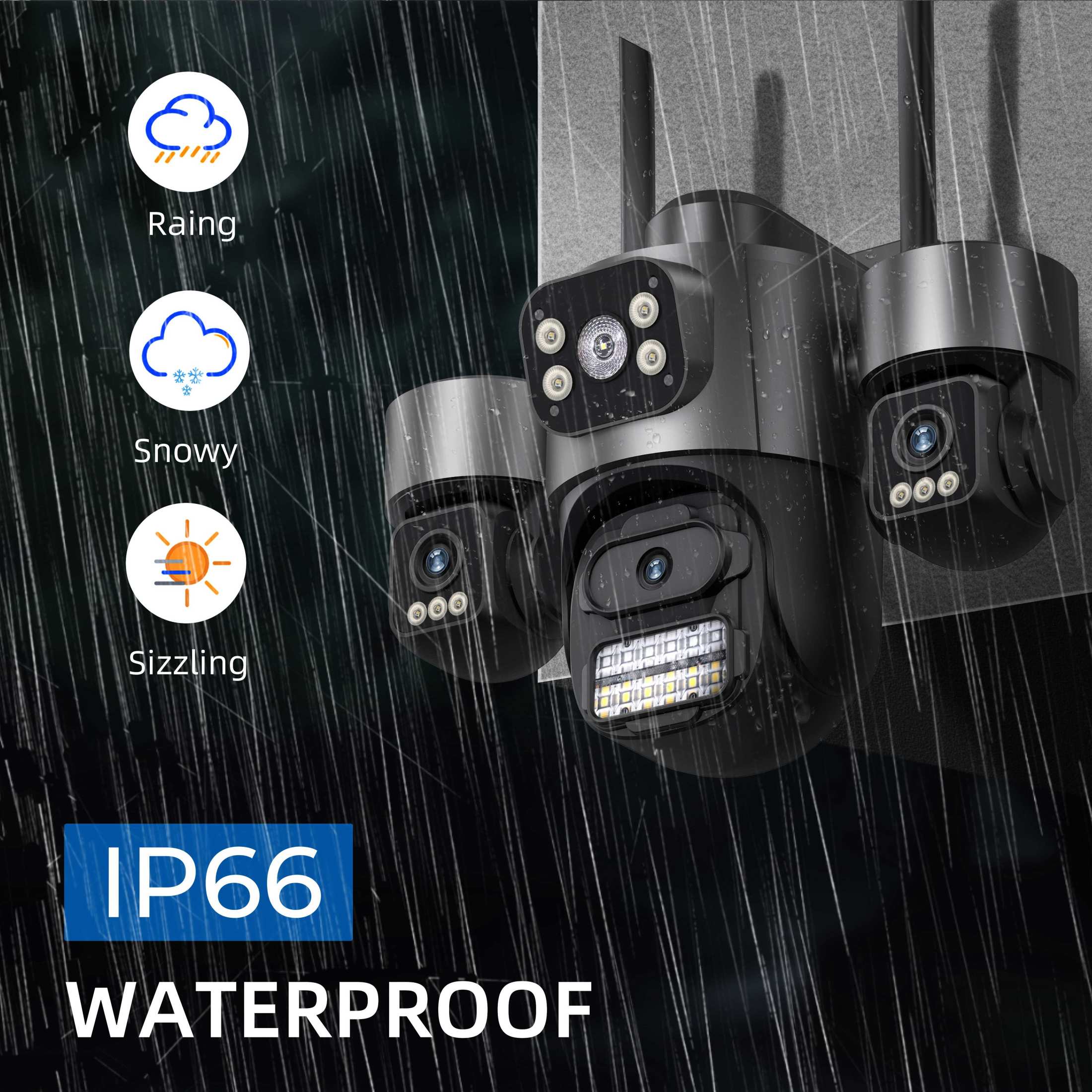 ICSEE 12MP CCTV Camera 4K Three-Lens PTZ Outdoor Waterproof Wireless ...