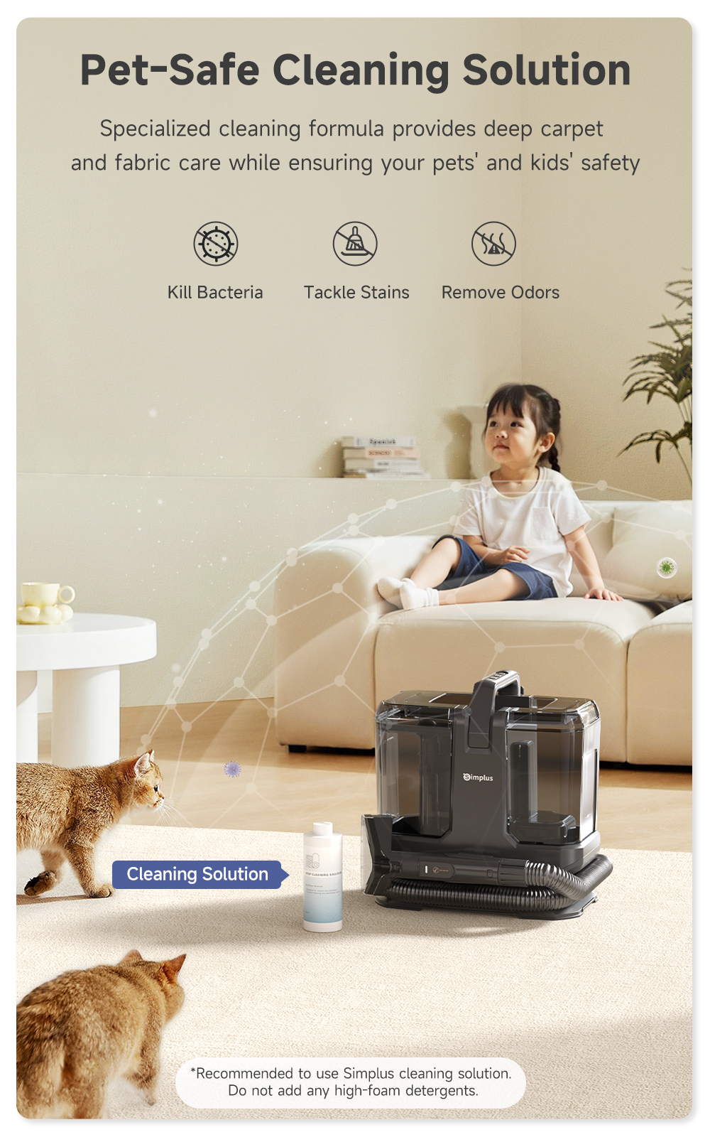 Simplus Carpet & Upholstery Spot Cleaner 110°C Steam Function 70°C Hot ...