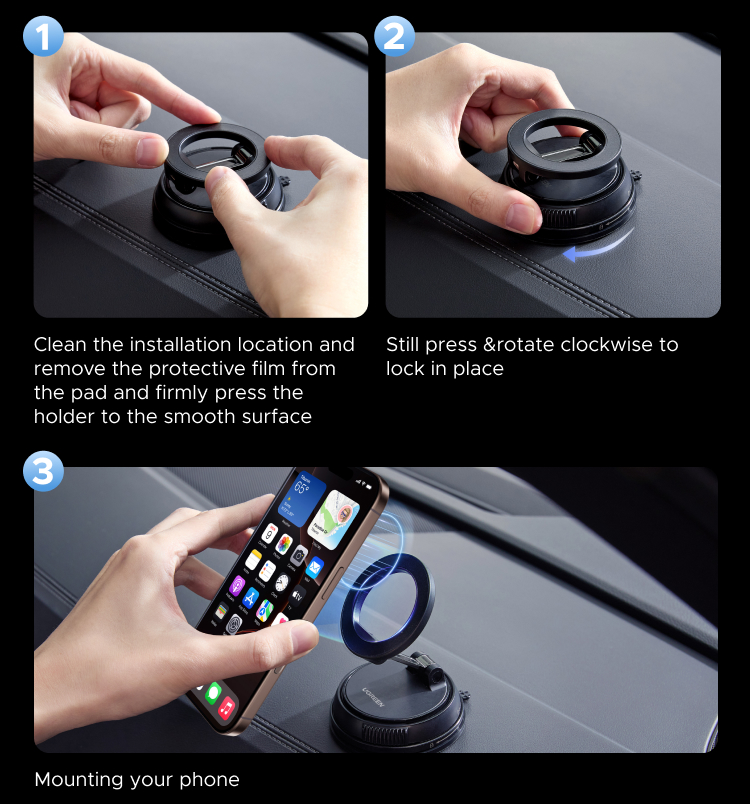 UGREEN NEW Suction Cup Magnetic Phone Holder Foldable and Rotatable ...
