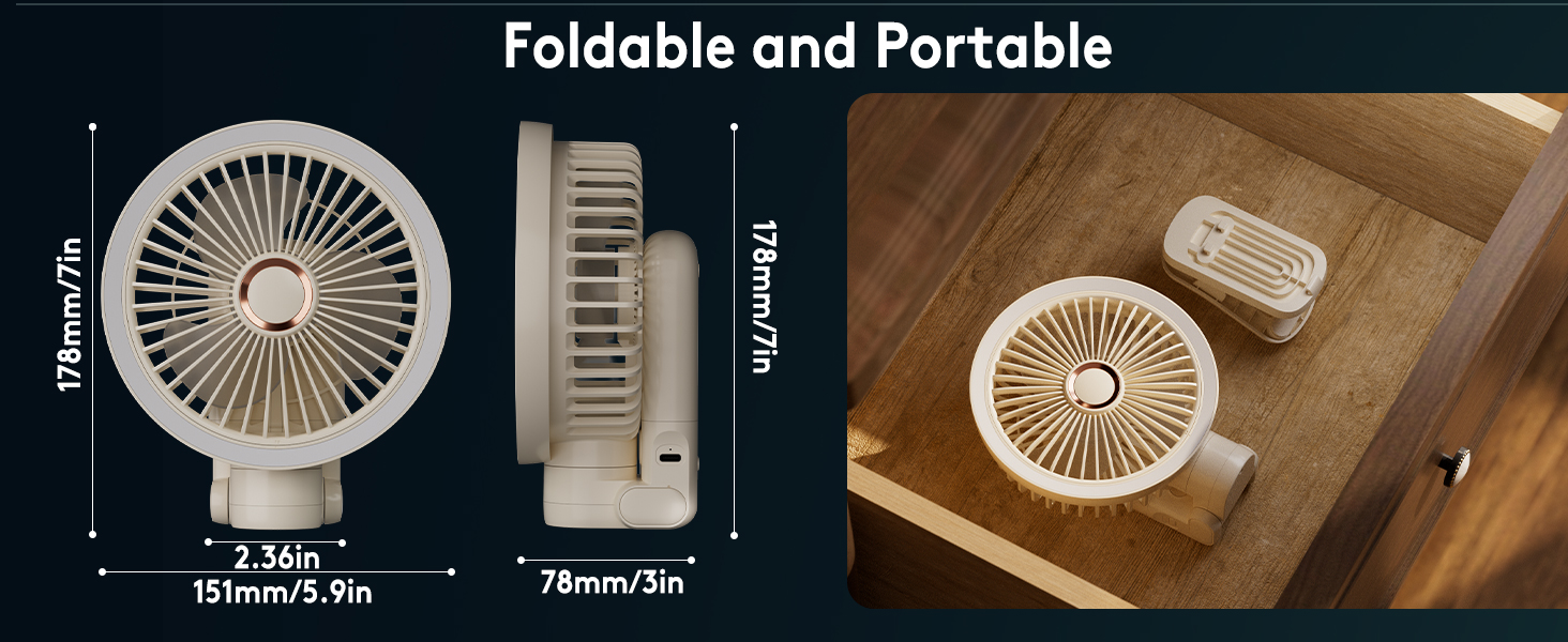 10000mAh Handheld Fan 4-Speed Clip On Desktop Swing Fan With Headlights ...
