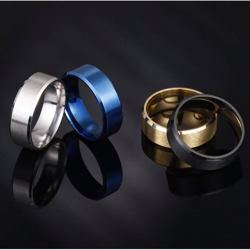 Classic Four-Color Fade-Resistant Titanium Steel Ring Set - Frosted ...