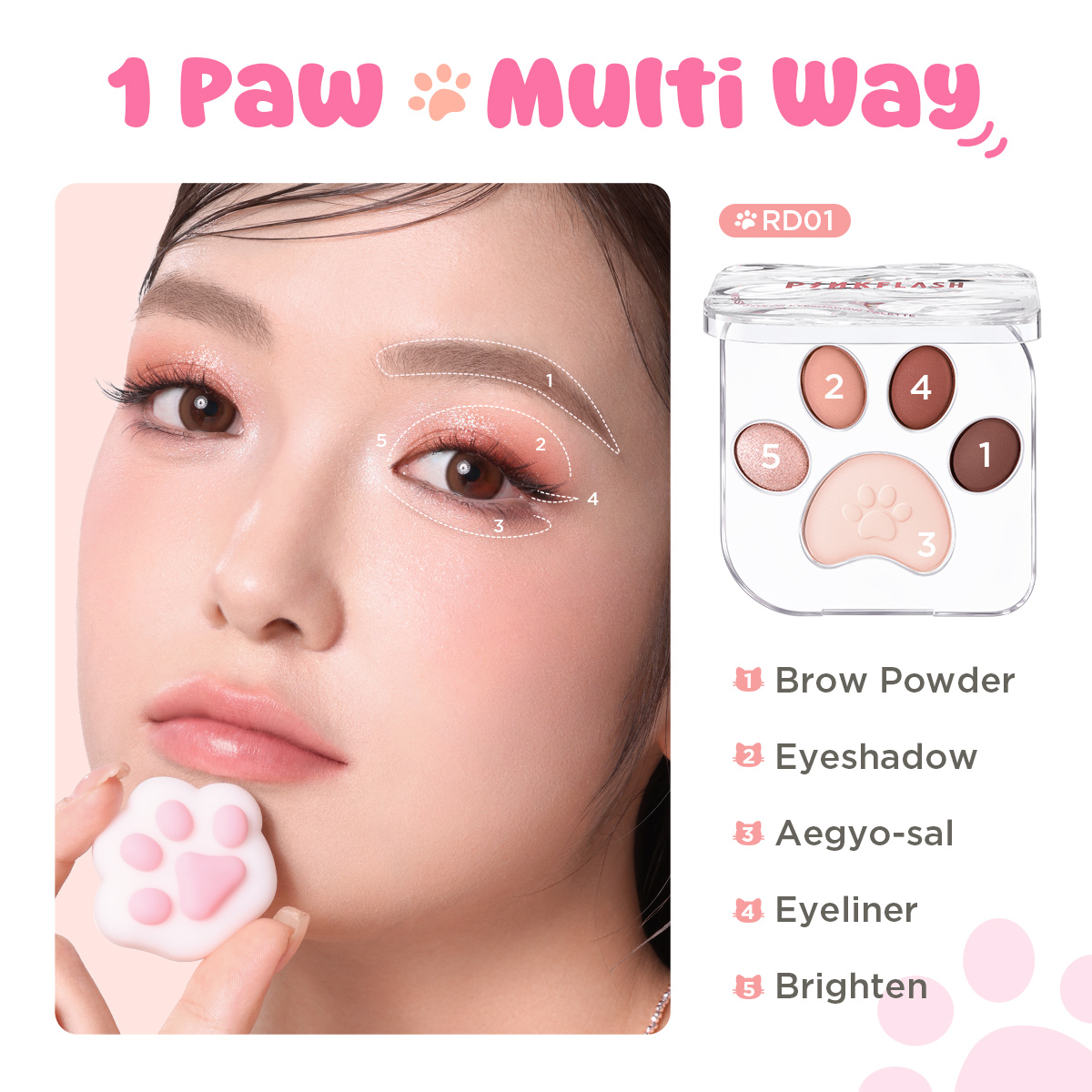 Pinkflash Pawfect Wink 5-colors Eyeshadow Palette High Pigmented ...