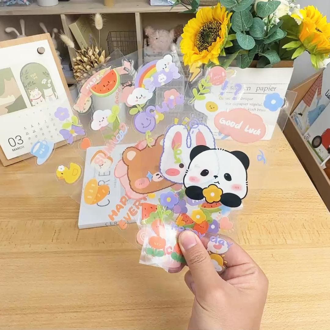 5Types Cute Cartoon Animal Decorative PET Stickers DIY Scrapbooking ...