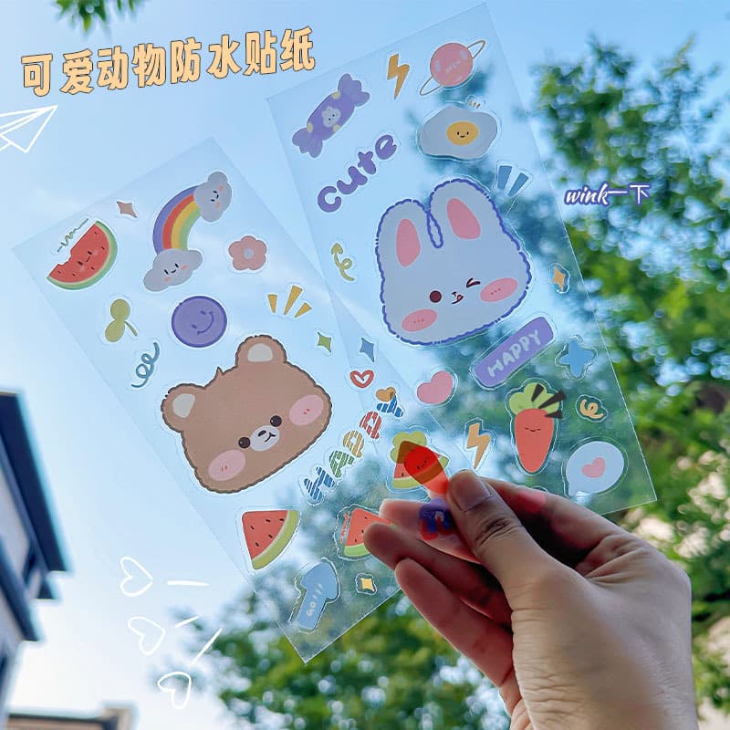 5Types Cute Cartoon Animal Decorative PET Stickers DIY Scrapbooking ...