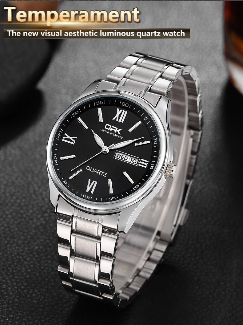 OPK Watch For Men Waterproof Original Quartz Stainless Steel Black ...