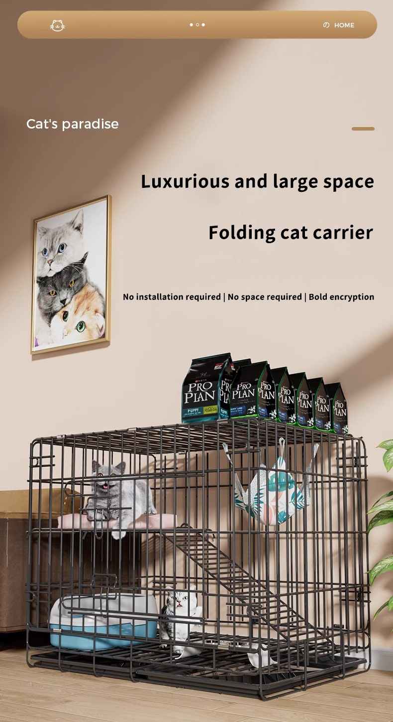 Cat Cage Heavy Duty 2/ 3 /4 Layer Foldable Pet Cage Cat House Indoor ...