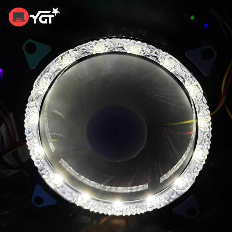 YGT RGB PC Fan 120mm Rainbow 4-pin Double Ring Diamond Computer Fan 5 ...