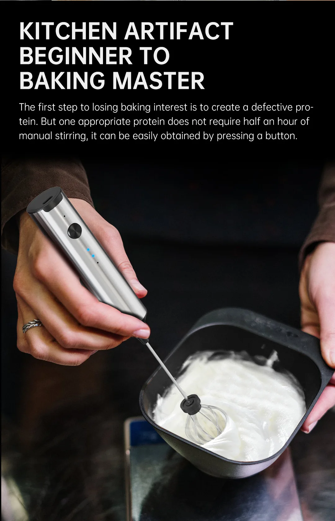 Handheld Matcha Whisk Electric Milk Frother Rechargeable Egg Beater ...