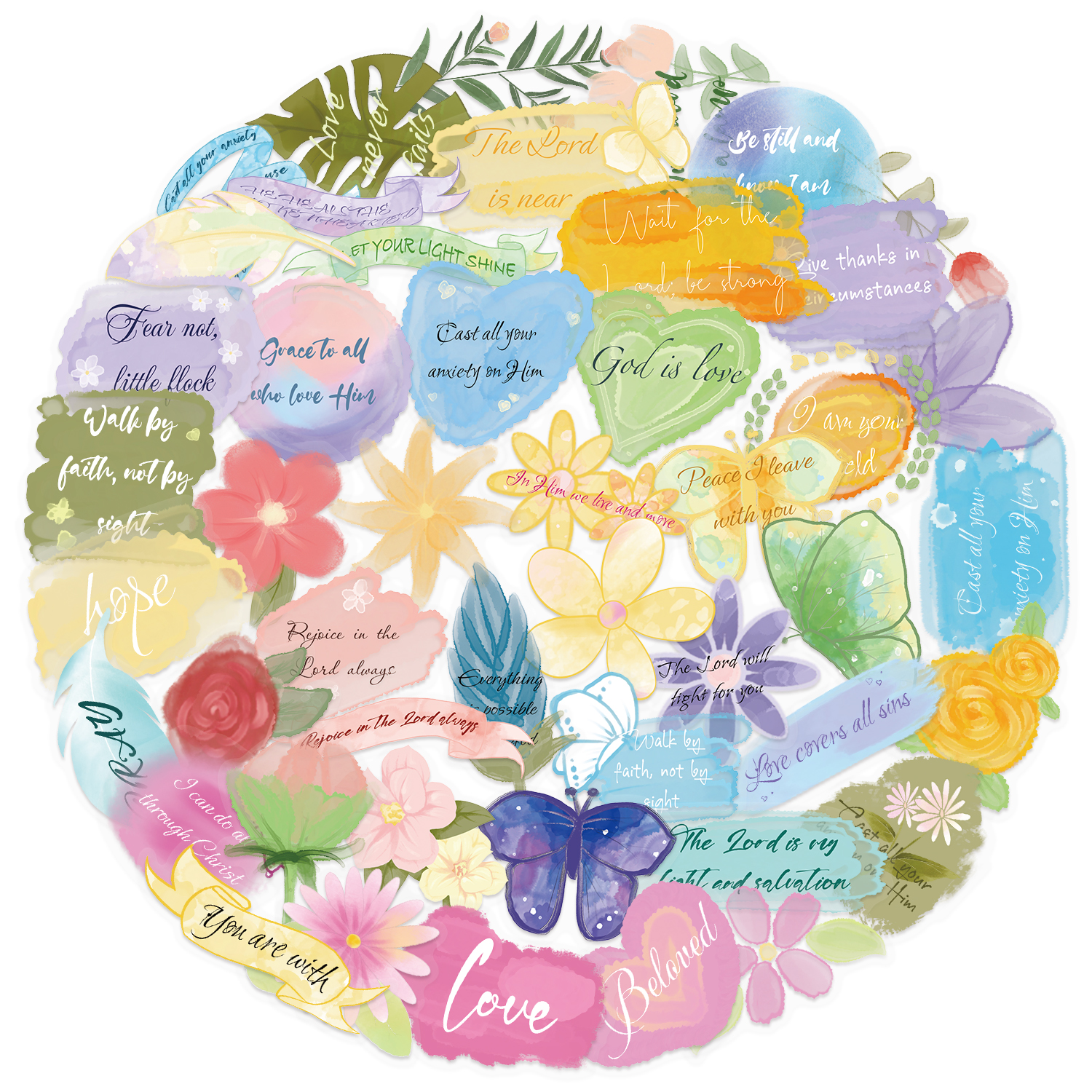 50pcs Watercolor Bible Proverbs Holy Bible Jesus Christian Religion ...