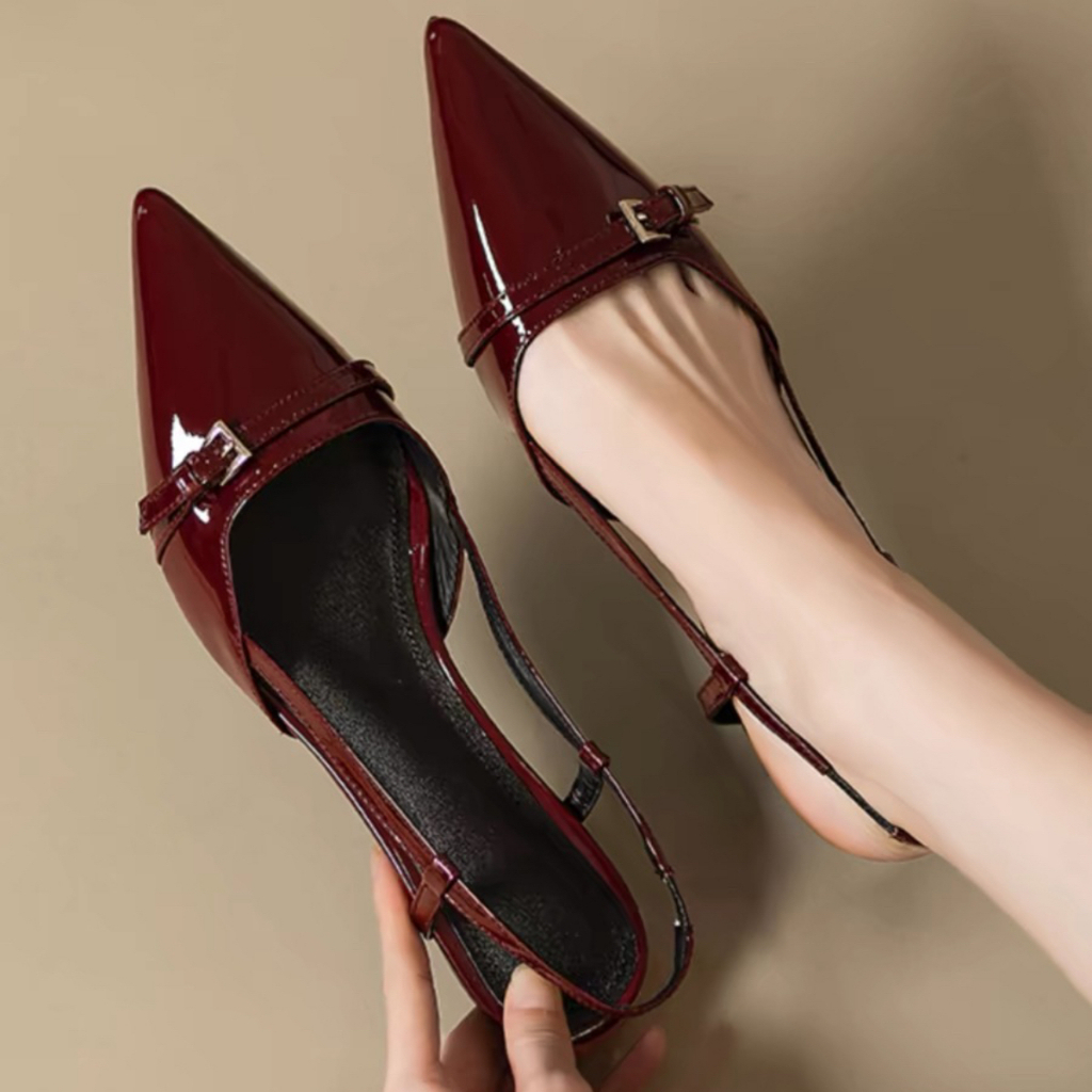 ZW Stiletto Heels Women's Pointed Patent Leather New Style Back Empty ...