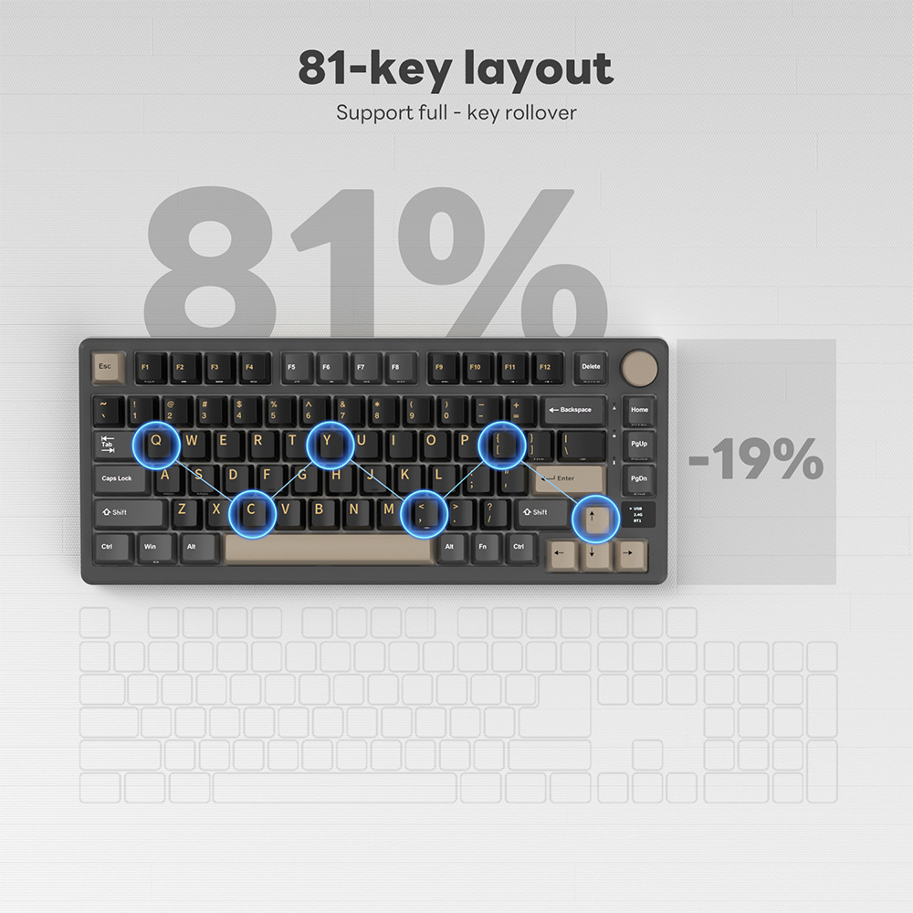 RK Royal Kludge RKM75 Gasket 81 Keys Wireless Mechanical Keyboard ...
