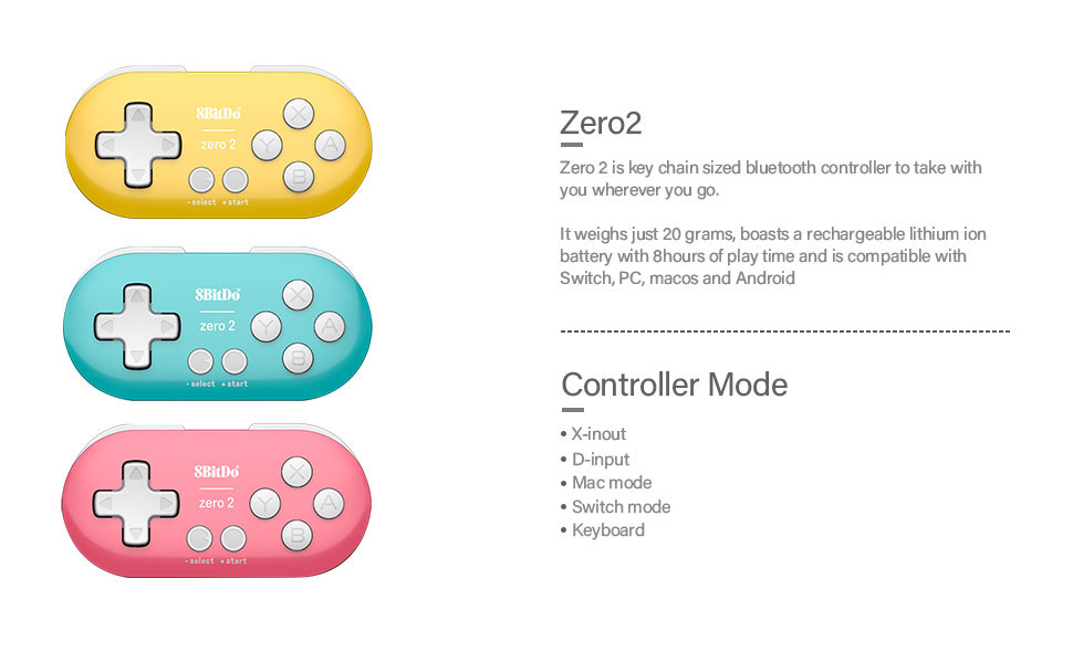 8BitDo Zero 2 Bluetooth Gamepad Switch Mini Controller For Nintendo ...