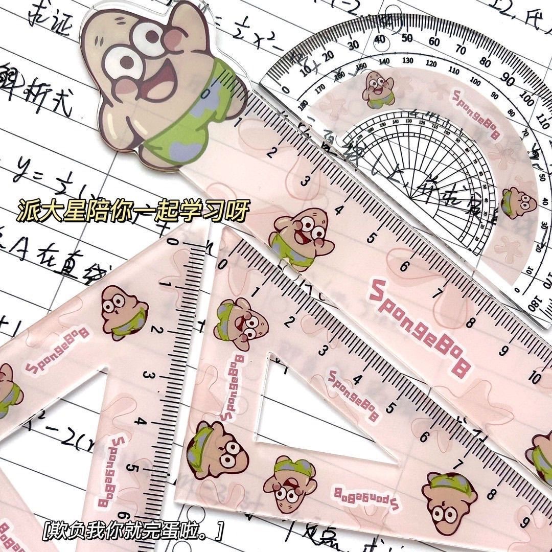 4Pcs/Set Cute Cartoon Ruler Set 15cm Acrylic Triangle Protractor ...
