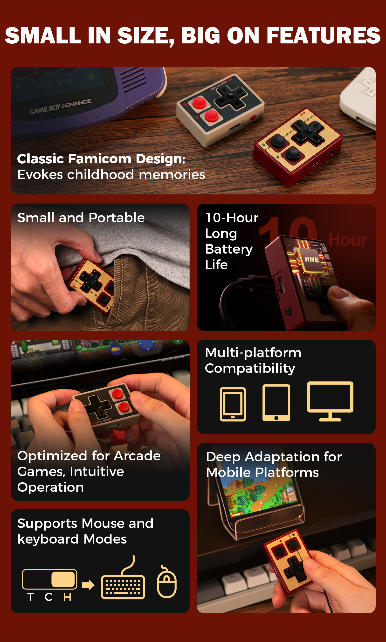 IINE Gamebrick Mini Controller for iPhone/iPad/Android, Portable ...