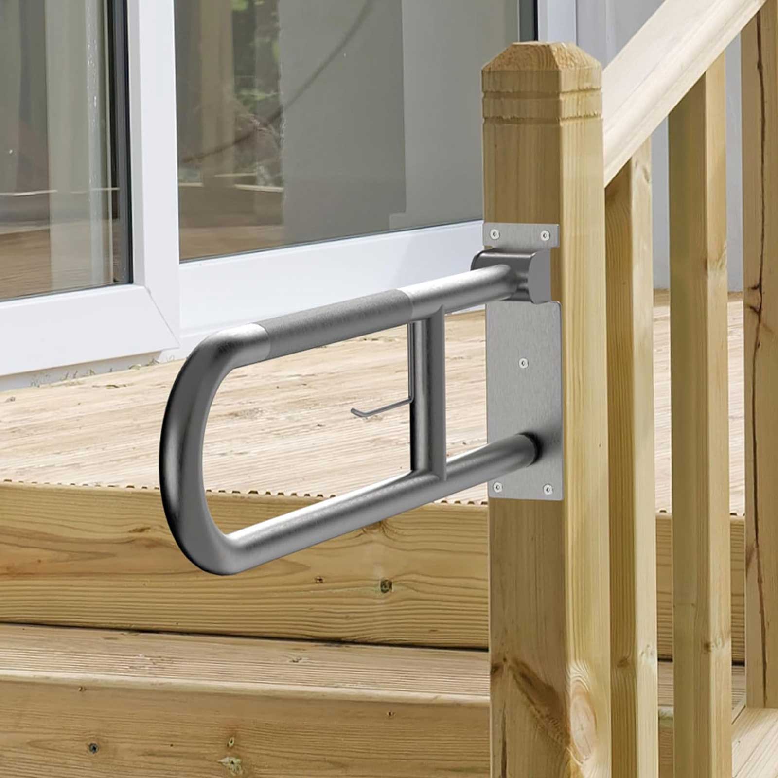 [Local delivery] 23.6 INCH Stainless Toilet Safety Rails,Disabled Flip ...