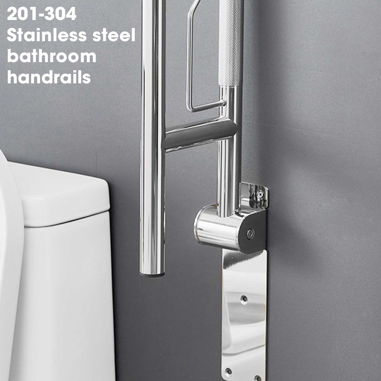 [Local delivery] 23.6 INCH Stainless Toilet Safety Rails,Disabled Flip ...