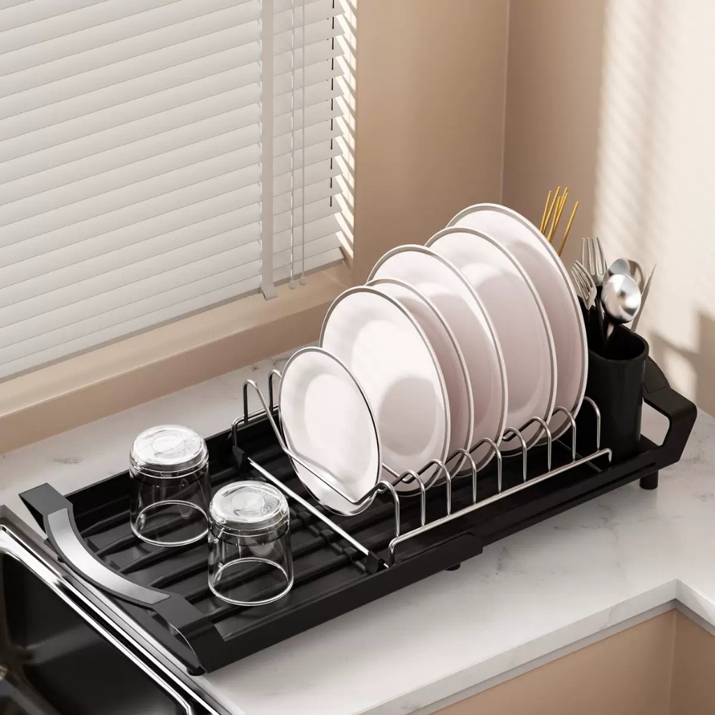 SimpleJoy Expandable Dish Rack Storage Dish Drying Rack Kitchen Racks ...