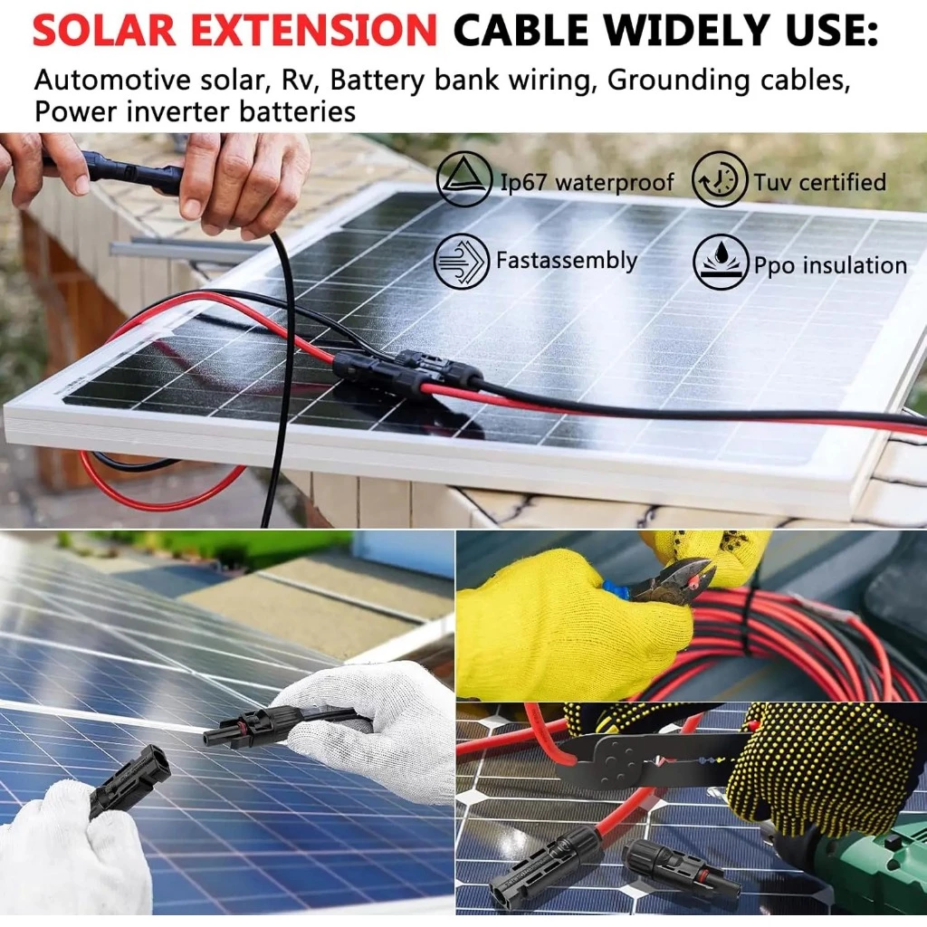 Flowatt 6mm² 10AWG Solar Extension Cable Tinned Copper PV Wire for ...